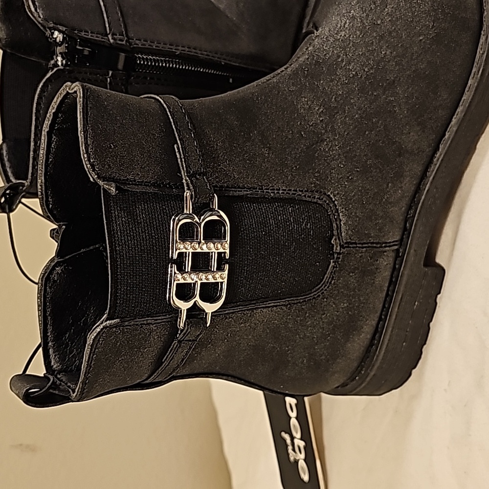 Dress boots stylish booties size 1 / 2 / 13 new black BEBE Girls LOW HEEL - Picture 4 of 9